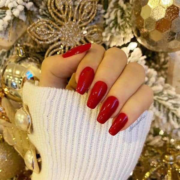 Bright Red Winter Nail Design